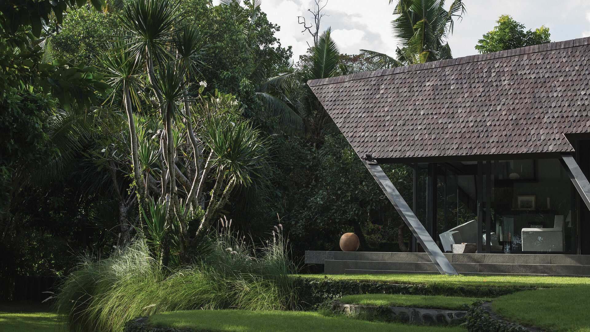 The central courtyard of the Dukuh House designed by designer Maximilian Eicke in Bali, Indonesia