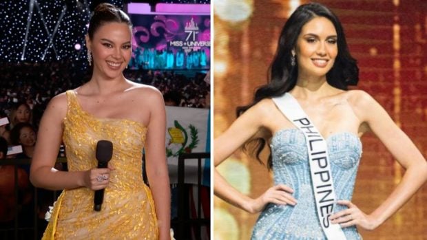 Catriona Gray and Celeste Cortesi. Images screengrabbed from Miss Universe