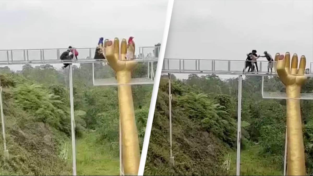 Tourist dies after 30ft-high Geong Bridge shatters at Indonesian beauty spot