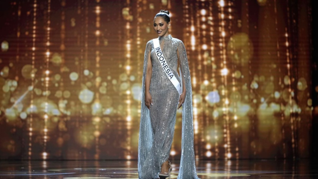 Miss Indonesia Laksmi De Neefe Suardana competes in the evening gown competition during the preliminary round of the 71st Miss Universe Beauty Pageant in New Orleans, Wednesday, Jan. 11, 2023. (Gerald Herbert/AP Photo)
